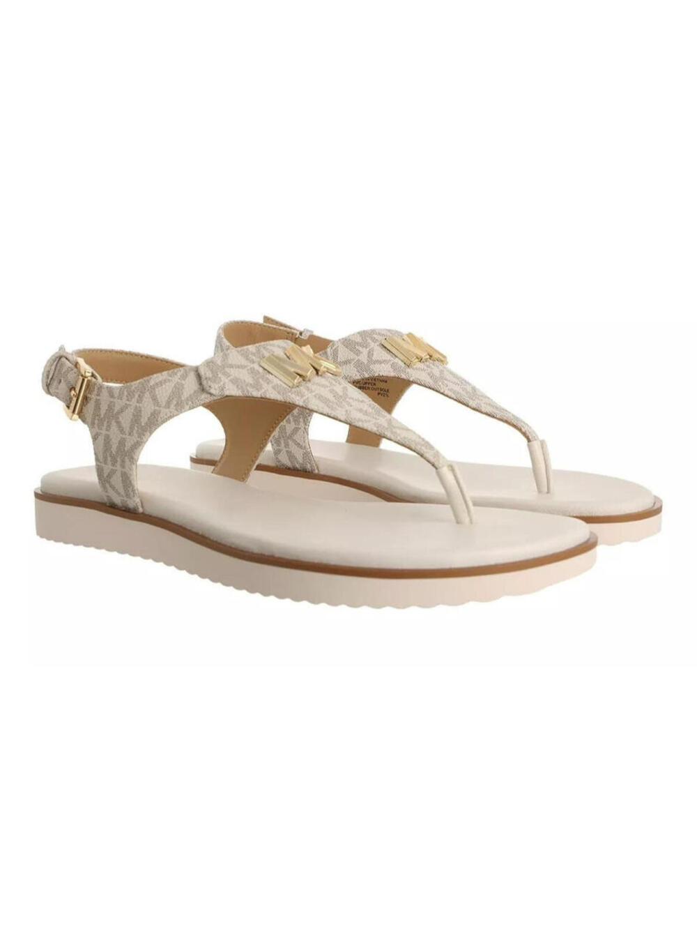 Michael Kors Jilly Flat Sandal Thong Shoes Vanilla 10 M Signature Logo NEW